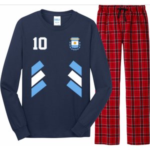 Retro 10 Argentina Jersey Argentinian Soccer Flag Long Sleeve Pajama Set