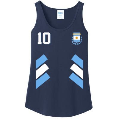 Retro 10 Argentina Jersey Argentinian Soccer Flag Ladies Essential Tank