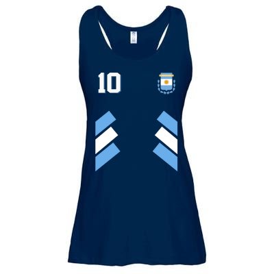 Retro 10 Argentina Jersey Argentinian Soccer Flag Ladies Essential Flowy Tank