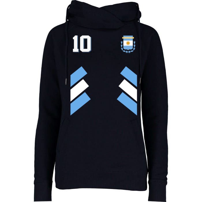 Retro 10 Argentina Jersey Argentinian Soccer Flag Womens Funnel Neck Pullover Hood