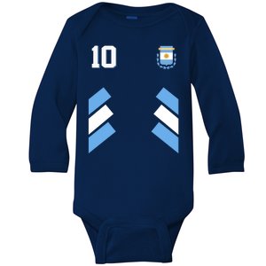 Retro 10 Argentina Jersey Argentinian Soccer Flag Baby Long Sleeve Bodysuit