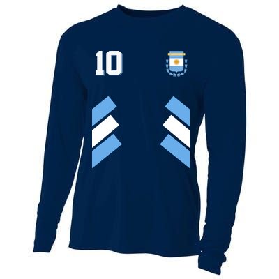 Retro 10 Argentina Jersey Argentinian Soccer Flag Cooling Performance Long Sleeve Crew