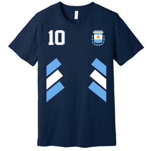 Retro 10 Argentina Jersey Argentinian Soccer Flag Premium T-Shirt