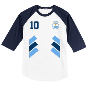 Retro 10 Argentina Jersey Argentinian Soccer Flag Baseball Sleeve Shirt