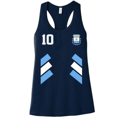 Retro 10 Argentina Jersey Argentinian Soccer Flag Women's Racerback Tank