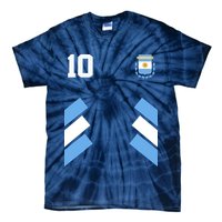Retro 10 Argentina Jersey Argentinian Soccer Flag Tie-Dye T-Shirt