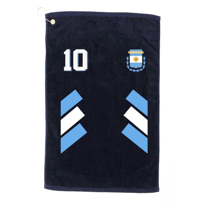 Retro 10 Argentina Jersey Argentinian Soccer Flag Platinum Collection Golf Towel