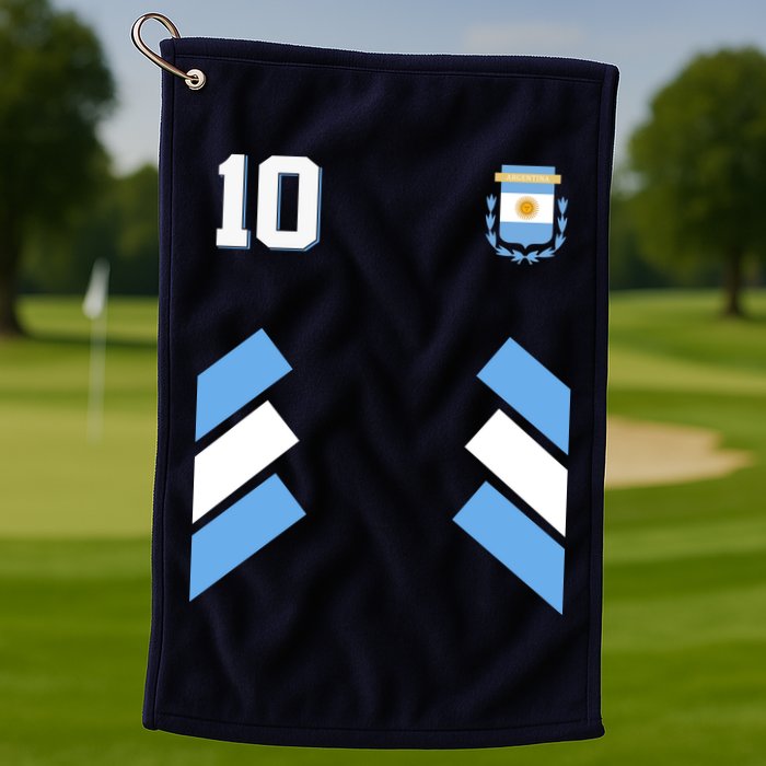 Retro 10 Argentina Jersey Argentinian Soccer Flag Golf Towel