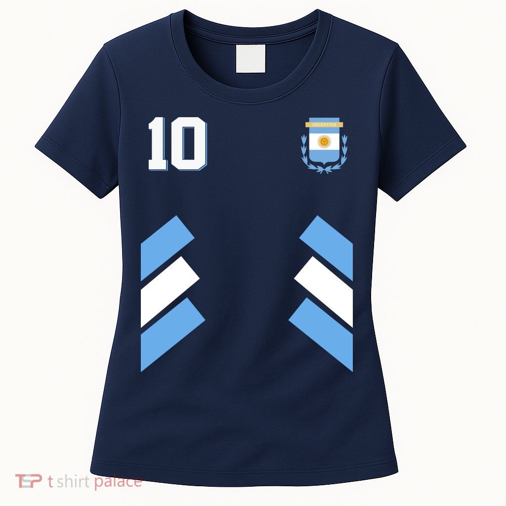 Retro 10 Argentina Jersey Argentinian Soccer Flag Womens T-Shirt