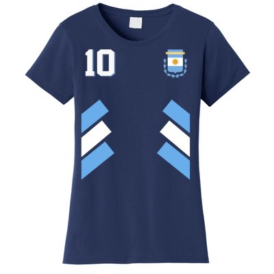 Retro 10 Argentina Jersey Argentinian Soccer Flag Women's T-Shirt