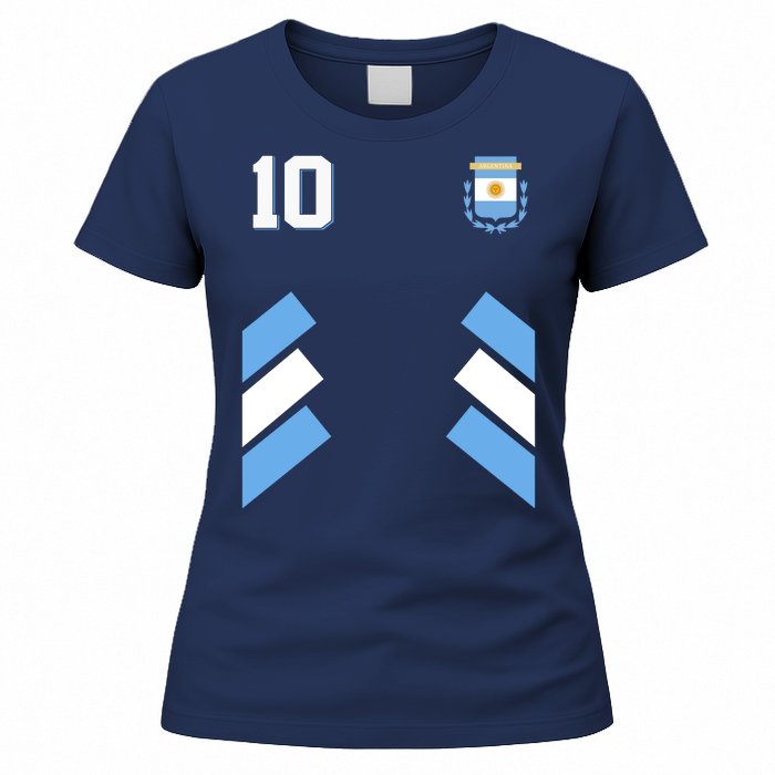 Retro 10 Argentina Jersey Argentinian Soccer Flag Women's T-Shirt