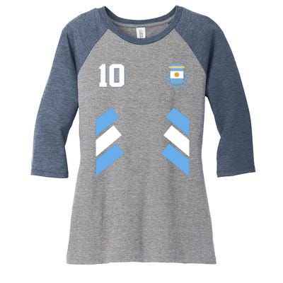 Retro 10 Argentina Jersey Argentinian Soccer Flag Women's Tri-Blend 3/4-Sleeve Raglan Shirt