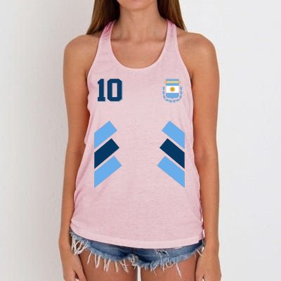 Retro 10 Argentina Jersey Argentinian Soccer Flag Women's Knotted Racerback Tank