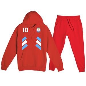 Retro 10 Argentina Jersey Argentinian Soccer Flag Premium Hooded Sweatsuit Set