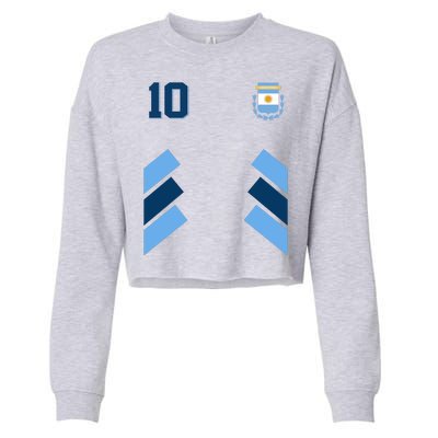 Retro 10 Argentina Jersey Argentinian Soccer Flag Cropped Pullover Crew