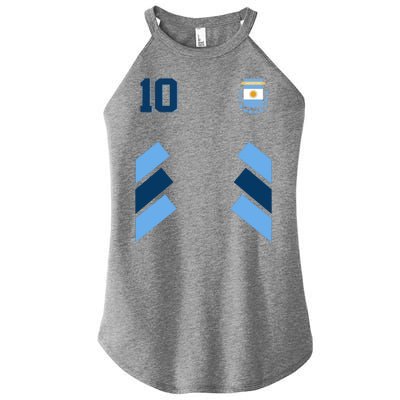 Retro 10 Argentina Jersey Argentinian Soccer Flag Women's Perfect Tri Rocker Tank