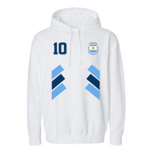 Retro 10 Argentina Jersey Argentinian Soccer Flag Garment-Dyed Fleece Hoodie