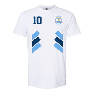 Retro 10 Argentina Jersey Argentinian Soccer Flag Softstyle CVC T-Shirt