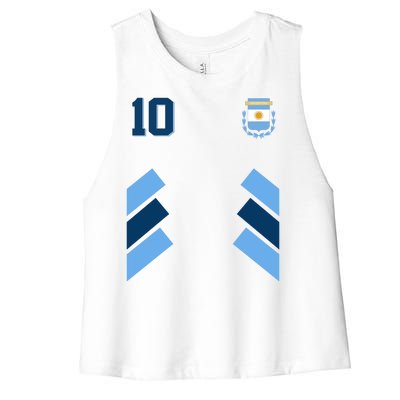 Retro 10 Argentina Jersey Argentinian Soccer Flag Women's Racerback Cropped Tank