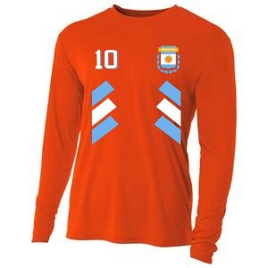 Retro 10 Argentina Football Argentinian Soccer Argentina Flag Cooling Performance Long Sleeve Crew