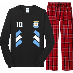 Retro 10 Argentina Football Argentinian Soccer Argentina Flag Long Sleeve Pajama Set