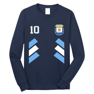 Retro 10 Argentina Football Argentinian Soccer Argentina Flag Long Sleeve Shirt