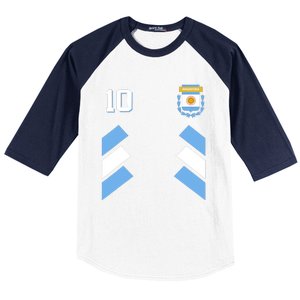 Retro 10 Argentina Football Argentinian Soccer Argentina Flag Baseball Sleeve Shirt