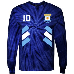 Retro 10 Argentina Football Argentinian Soccer Argentina Flag Tie-Dye Long Sleeve Shirt