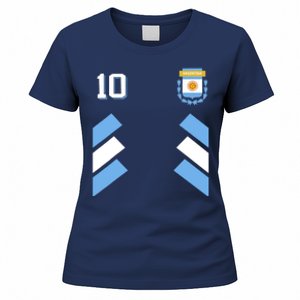 Retro 10 Argentina Football Argentinian Soccer Argentina Flag Women's T-Shirt