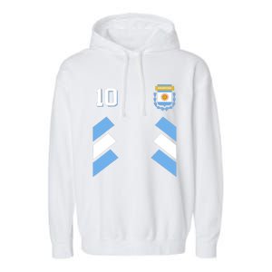 Retro 10 Argentina Football Argentinian Soccer Argentina Flag Garment-Dyed Fleece Hoodie