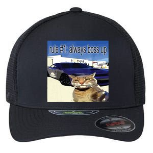 Rule 1 Always Boss Up Funny Cat Oddly Specific Dank Meme Flexfit Unipanel Trucker Cap