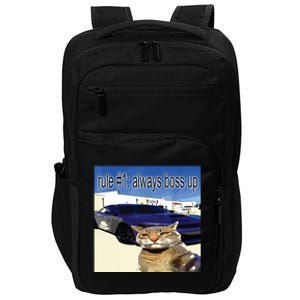 Rule 1 Always Boss Up Funny Cat Oddly Specific Dank Meme Impact Tech Backpack