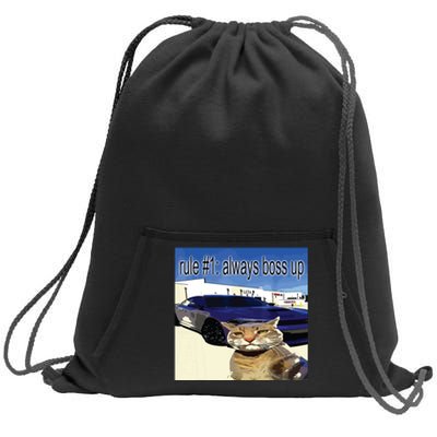 Rule 1 Always Boss Up Funny Cat Oddly Specific Dank Meme Sweatshirt Cinch Pack Bag