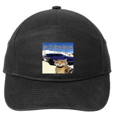 Rule 1 Always Boss Up Funny Cat Oddly Specific Dank Meme 7-Panel Snapback Hat