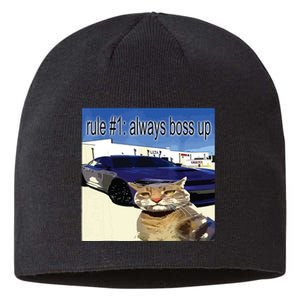 Rule 1 Always Boss Up Funny Cat Oddly Specific Dank Meme Sustainable Beanie