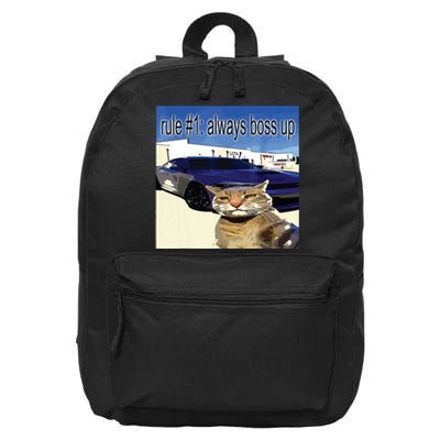 Rule 1 Always Boss Up Funny Cat Oddly Specific Dank Meme 16 in Basic Backpack