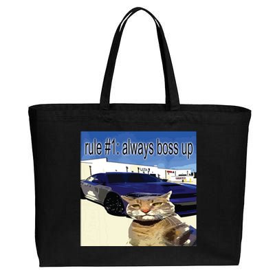 Rule 1 Always Boss Up Funny Cat Oddly Specific Dank Meme Cotton Canvas Jumbo Tote