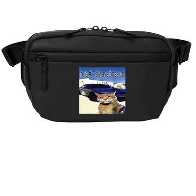 Rule 1 Always Boss Up Funny Cat Oddly Specific Dank Meme Crossbody Pack