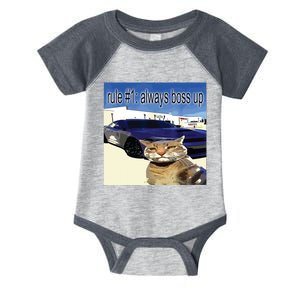 Rule 1 Always Boss Up Funny Cat Oddly Specific Dank Meme Infant Baby Jersey Bodysuit