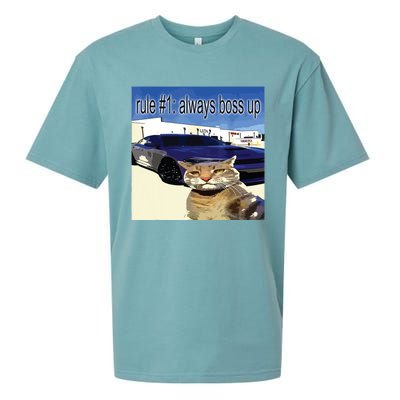 Rule 1 Always Boss Up Funny Cat Oddly Specific Dank Meme Sueded Cloud Jersey T-Shirt