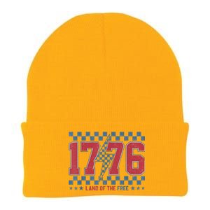 Retro 1776 America 4th Of July Usa Flag Fourth Of July Knit Cap Winter Beanie