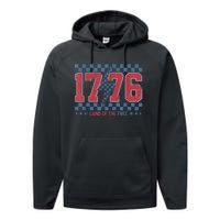 Retro 1776 America 4th Of July Usa Flag Fourth Of July Performance Fleece Hoodie