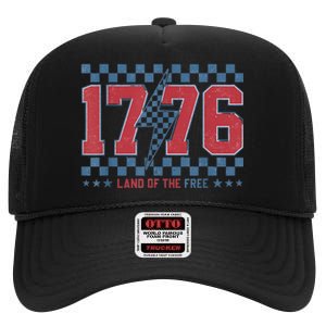 Retro 1776 America 4th Of July Usa Flag Fourth Of July High Crown Mesh Back Trucker Hat