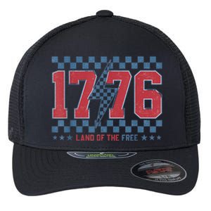 Retro 1776 America 4th Of July Usa Flag Fourth Of July Flexfit Unipanel Trucker Cap