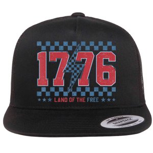 Retro 1776 America 4th Of July Usa Flag Fourth Of July Flat Bill Trucker Hat