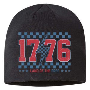 Retro 1776 America 4th Of July Usa Flag Fourth Of July Sustainable Beanie