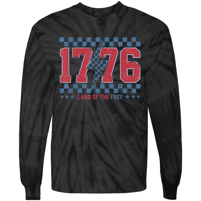 Retro 1776 America 4th Of July Usa Flag Fourth Of July Tie-Dye Long Sleeve Shirt