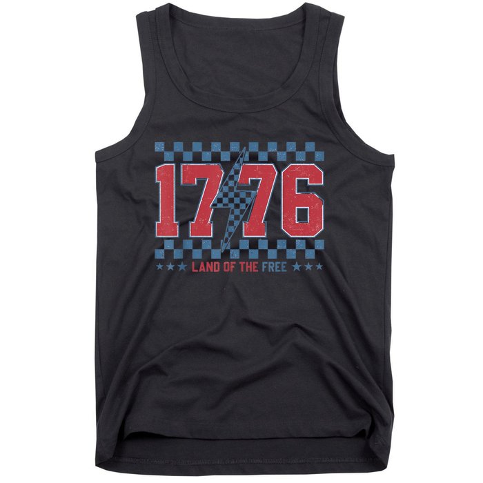 Retro 1776 America 4th Of July Usa Flag Fourth Of July Tank Top