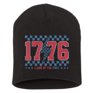 Retro 1776 America 4th Of July Usa Flag Fourth Of July Short Acrylic Beanie