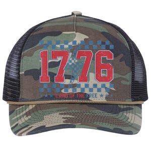 Retro 1776 America 4th Of July Usa Flag Fourth Of July Retro Rope Trucker Hat Cap